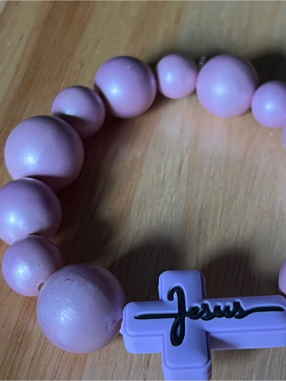 Pink Beaded Cross Stretch Bracelet B158